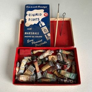 Vintage Marshall's Photo Coloring Transparent Oil Colors In Student Set Box